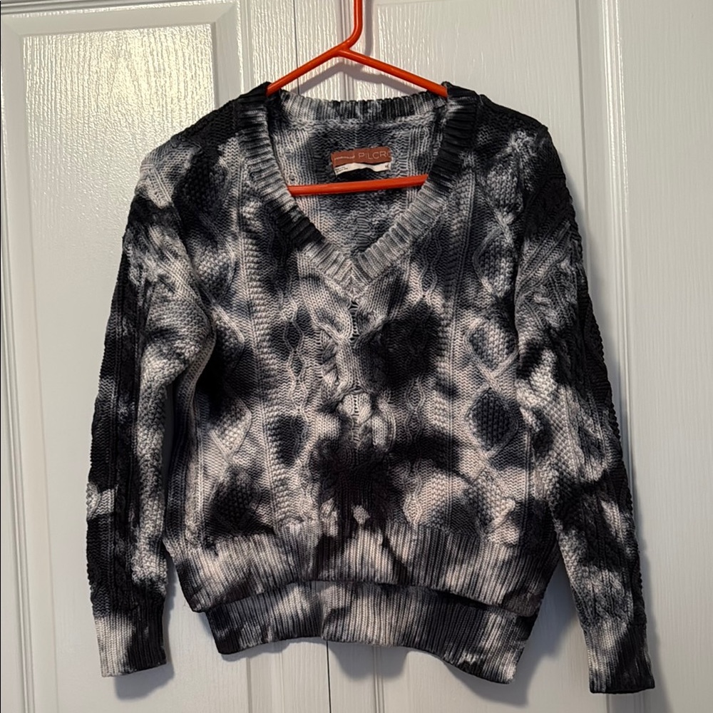 Navy and White Tie-Dye Sweater
